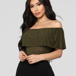Fashion Nova Happy Hour Bodysuit - Olive